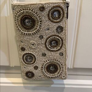 Beaded Cream and Gold Crossbody Bag